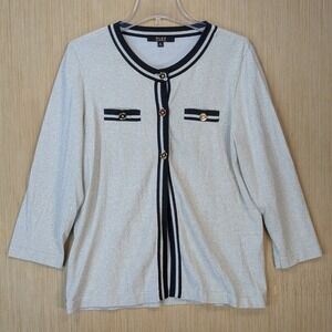 Alex Marie Knit Cardigan Womens XL Metallic Old Money‎ Office Career Chic Preppy